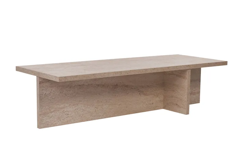 NORDVÄRK Harbor sofabord, rektangulær - travertin melamin (120x45)