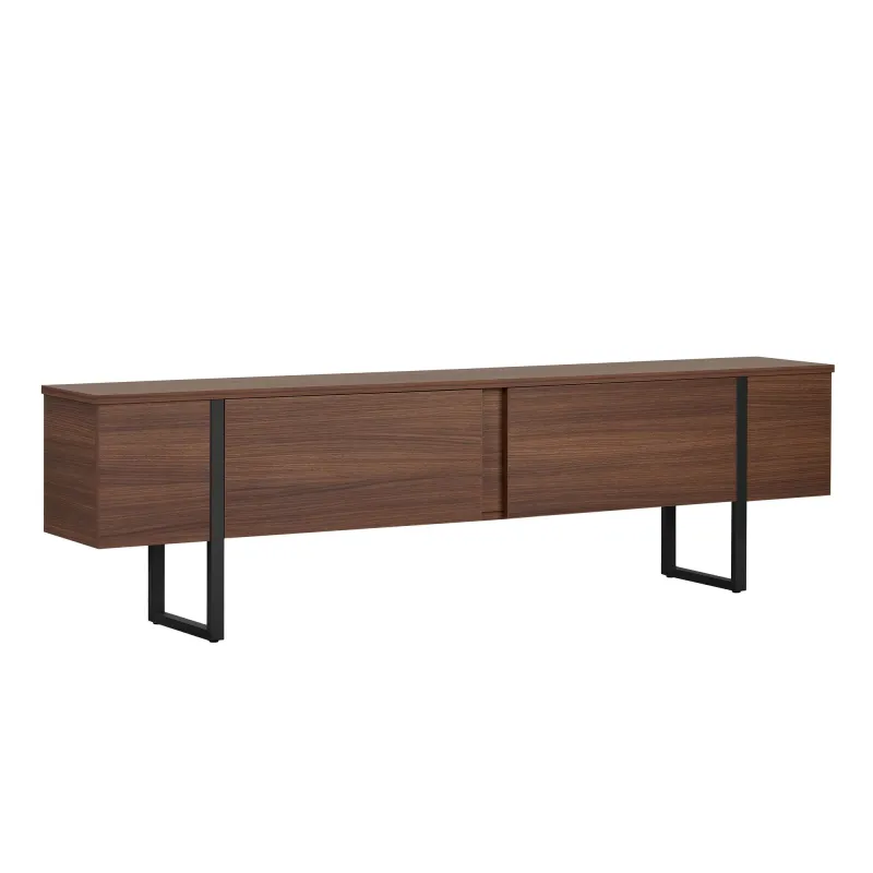 FUNZI LIVING Onera TV-bord, m. 2 låger - Milano brun valnød melamin og sort (180x30)