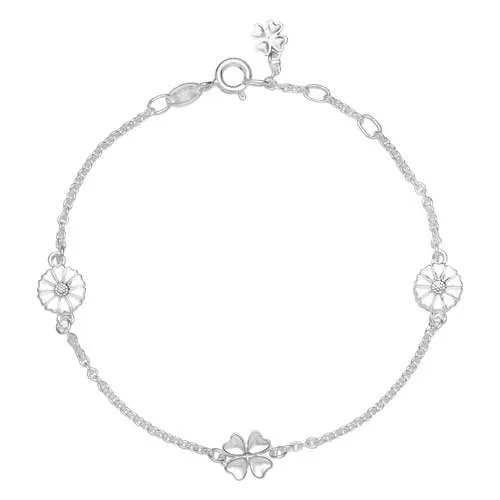 Lund Marguerit armbånd i Sølv med Kløver - 17 til 19 cm