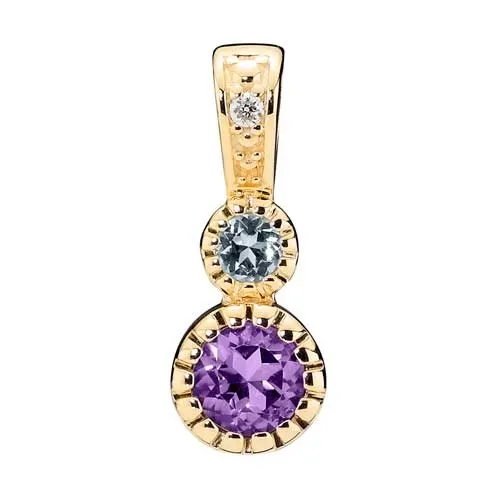 Vedhæng i 8 kt. Guld med Topaz Ametyst og Diamanter - 0,015 ct.