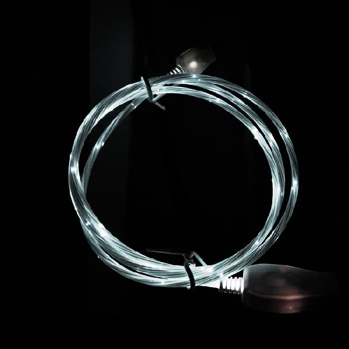 USB-A til USB-C Kabel med LED Lys. 1m. Hvid