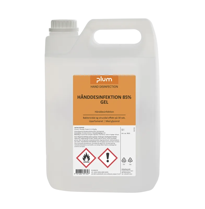 Desinfektion Plum 85%, gel, 5 l dunk ekskl. pumpe