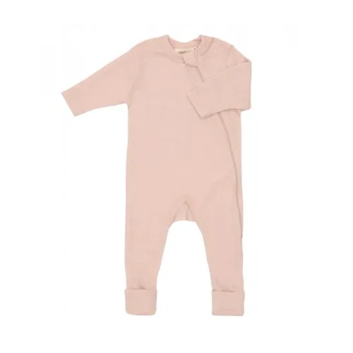 Heldragt I 100% Økologisk Merino Uld Med Lynlås I Siden Til Baby Rose Melange 62