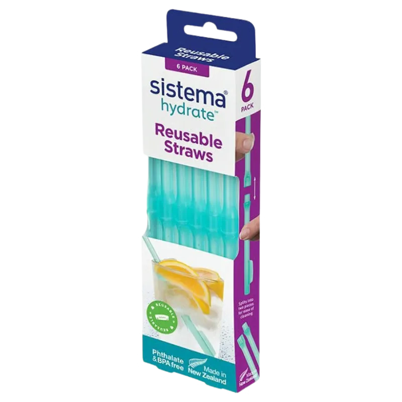Sistema Genanvendelige Sugerør Blå 6 Pack (1 stk)