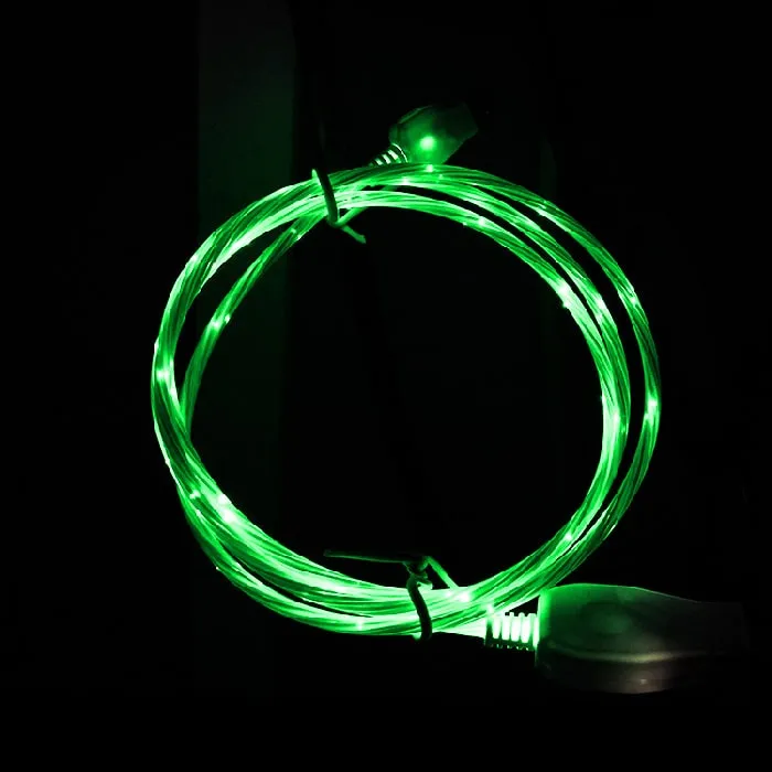 USB-A til USB-C Kabel med LED Lys. 1m. Grøn