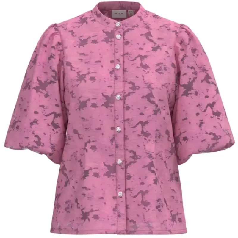 VILA DAME TOP VIAGGA - Sangria Sunset JACQUARD