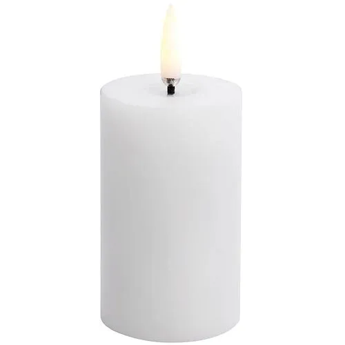 LED melted Bloklys, Nordic White, Smooth, 5x7,5 cm