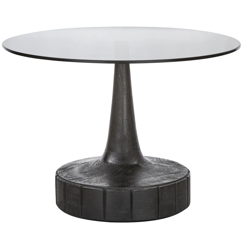 WOOOD Soya sidebord, rund - sort glas og sort mangotræ (Ø60)