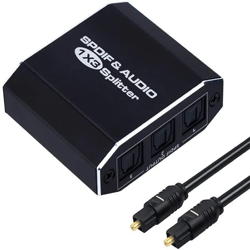 Optisk lydsplitter 1 til 3 Toslink SPDIF til TV, Soundbar & AV Receiver