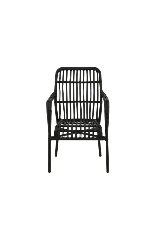 VENTURE DESIGN Rizal udendørs loungestol, m. armlæn - sort rattan og aluminium