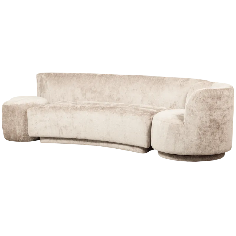 WOOOD Popular Kombi 2. pers sofa, m. lænestol og puf - natur polyester
