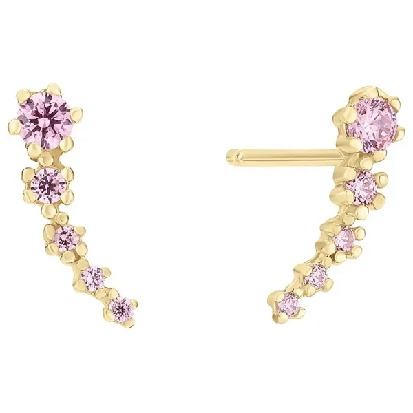 Ørestikker i 8 kt. Guld med Pink Zirkonia