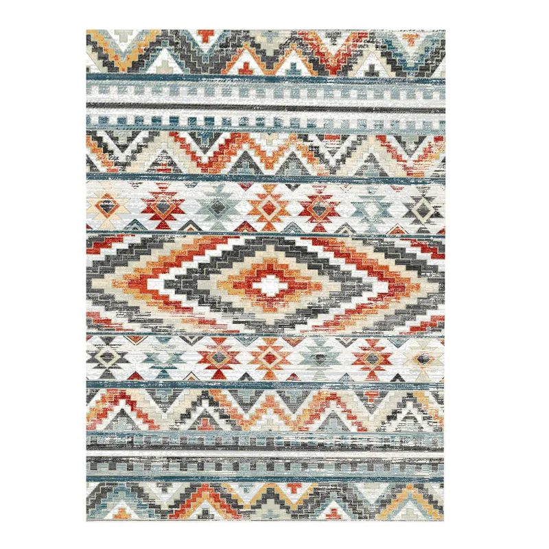TEPPI WOOBTNY0126 gulvtæppe m. mønster, rektangulær - grå/multifarvet bomuld/chenille (160x230)