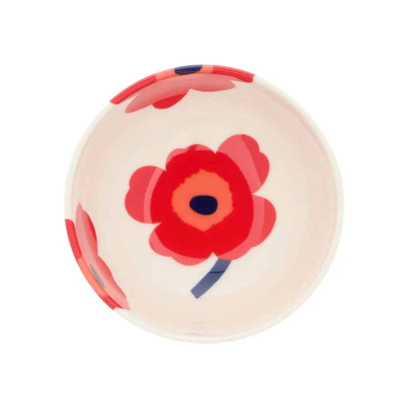 Marimekko Oiva Unikko skål 3 dl, hvid/rød/blå
