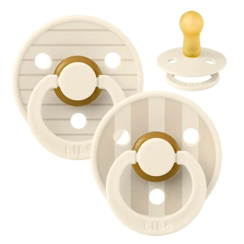 BIBS Rund Colour Sut - 2-Pak - Str. 2 - Naturgummi - Pin Studio - Ivory/Vanilla