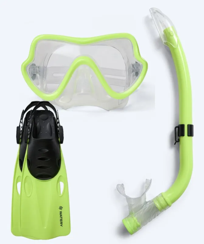 Watery snorkelsæt til junior (8-15) - Trigger/Masika - Gul/grøn - Snorkelsæt til børn (4-16 år)