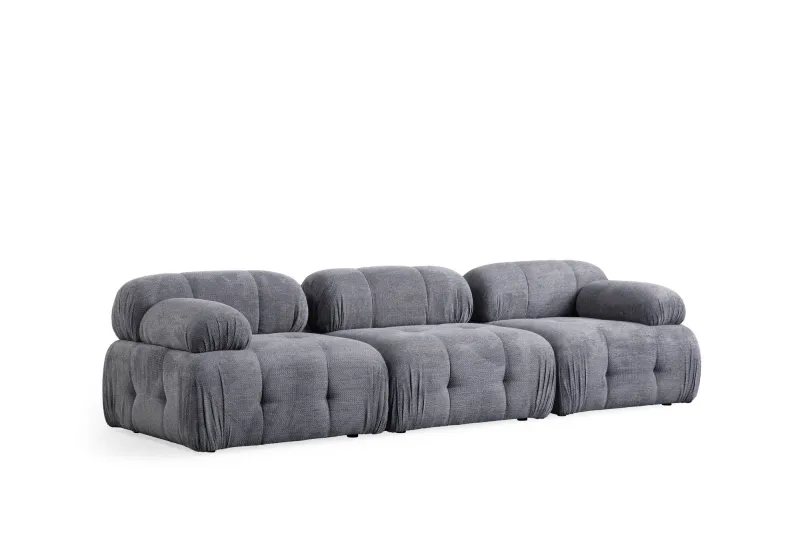 NORDVÄRK Petite 3 3 pers. sofa - grå polyester og sort plastik