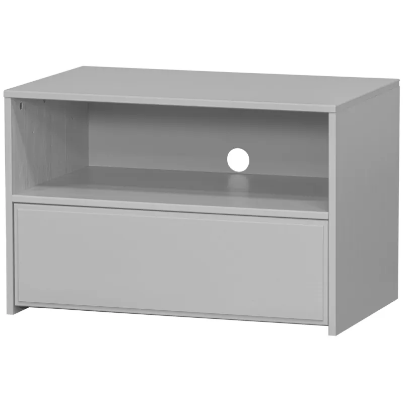 WOOOD Yissa TV-bord, m. 1 åben rum og 1 skuffe - skygrå fyrretræ (70x44)