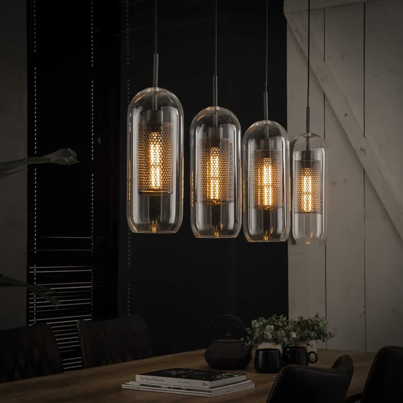 Mirroor - Loftlampe i glas med metal detalje.