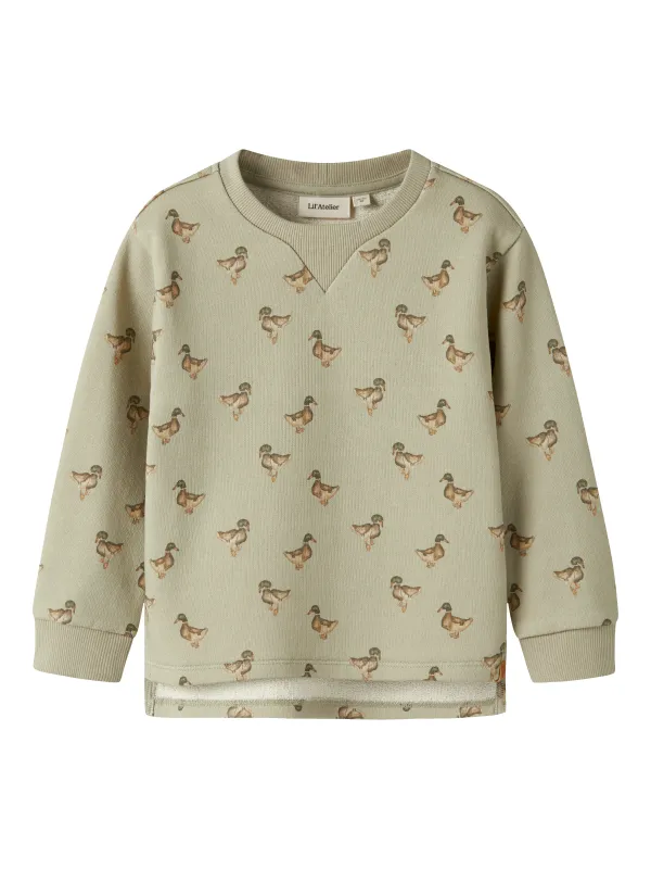 Lil Atelier - Jobo Ain LS Loose Sweat - Moss Gray / Duck - 92 cm