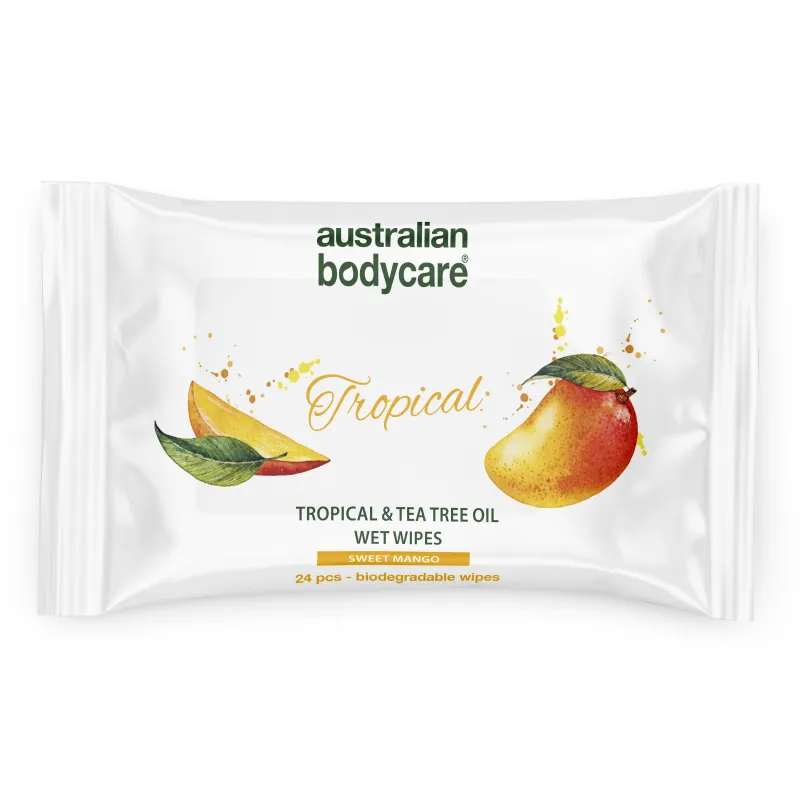Tropical Vådservietter med Mango & Tea Tree Oil 24 stk. â Til daglig rens af krop og ansigt