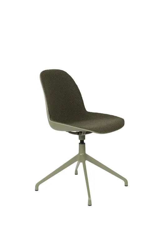 ZUIVER Albert Kuip spisebordsstol, m. drejefunktion - grøn polyester og grøn aluminium