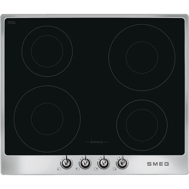 Smeg 60cm Victoria Induktionskogeplade m. Ramme, Rustfrit Stål