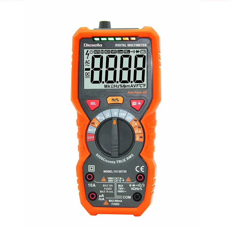 Digital multimeter m/Sand RMS 1000V/10A med gummikappe