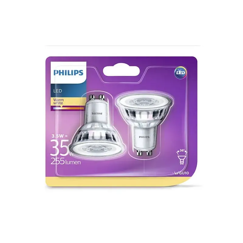 Philips LEDClassic  35W spot glas GU10 varm hvid ikke dæmpbar 2 stk - 8718696582633