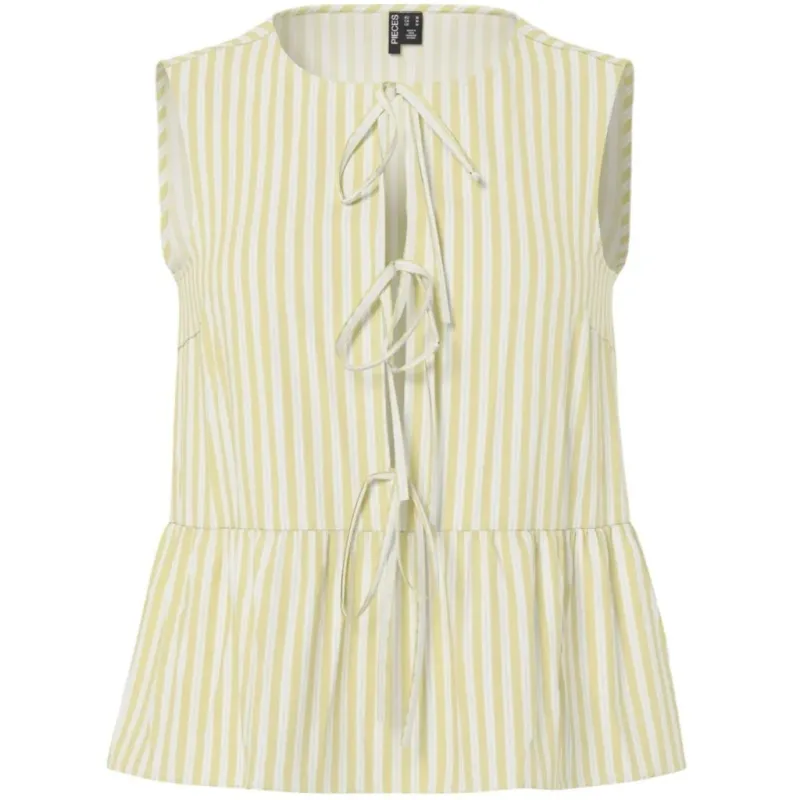 PIECES dame top PCJOLLY - French Vanilla BRIGHT WHITE