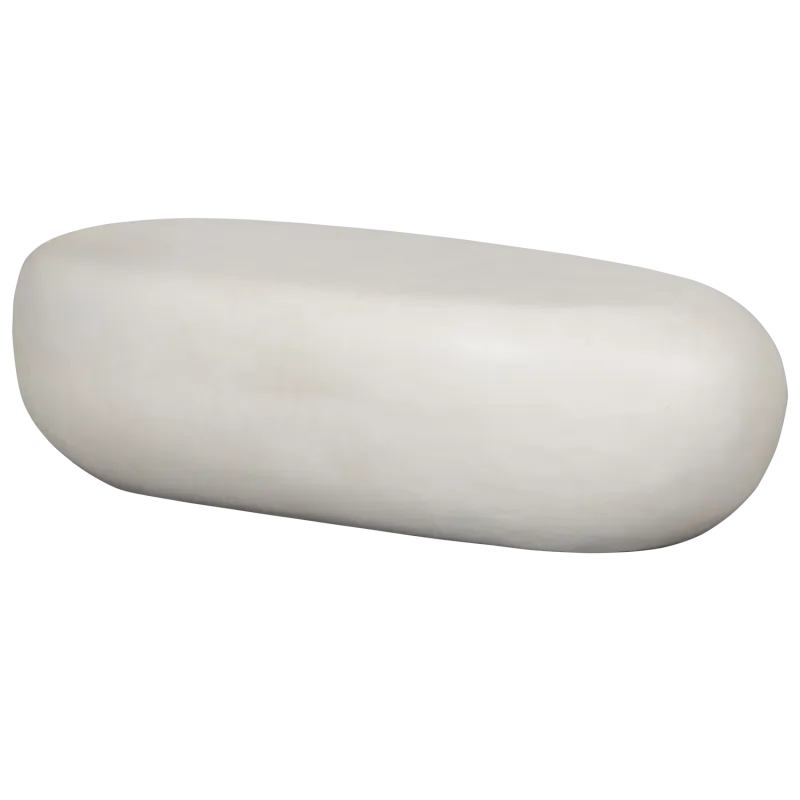 WOOOD Pebble sofabord, oval - hvid fiberler med betonlook (100x43)
