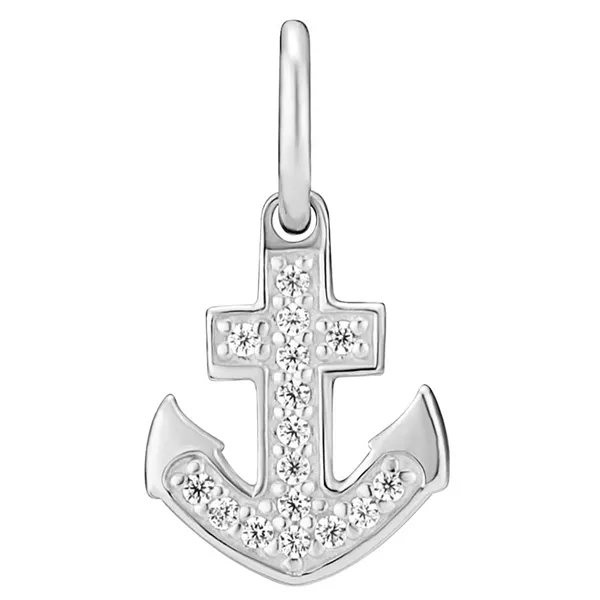 Vedhæng i Sterlingsølv med Anker og Zirkoniasten  -  12 x 9 mm