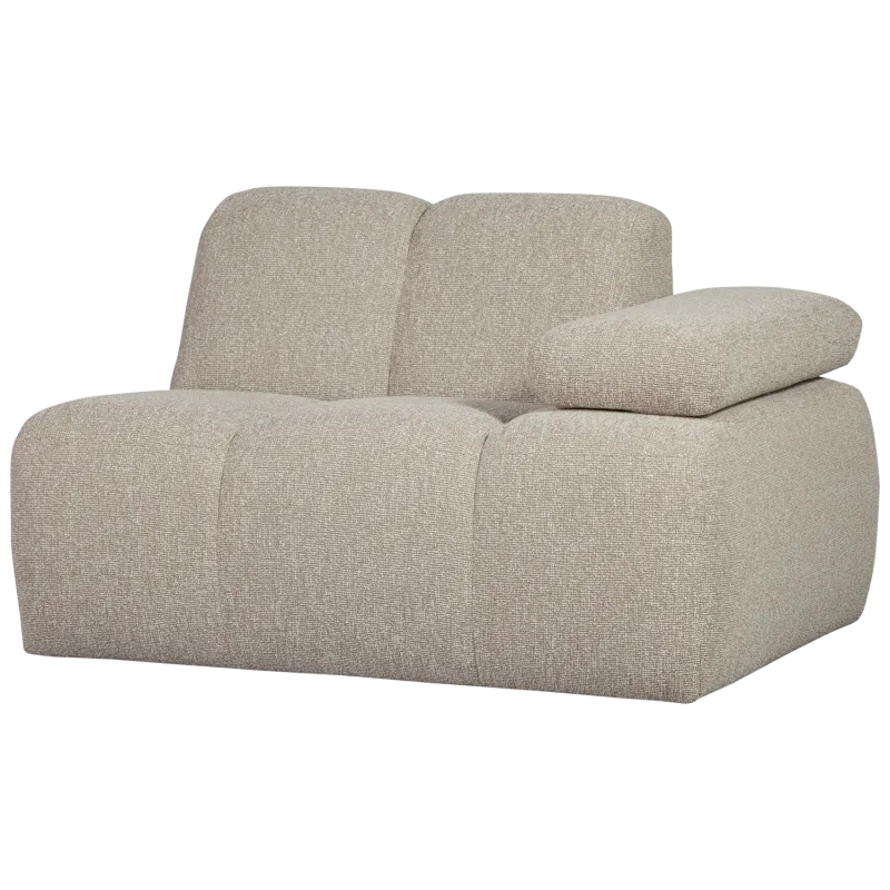 WOOOD Mojo 1 pers. modul sofa, højre, m. armlæn - beige meleret bouclé stof