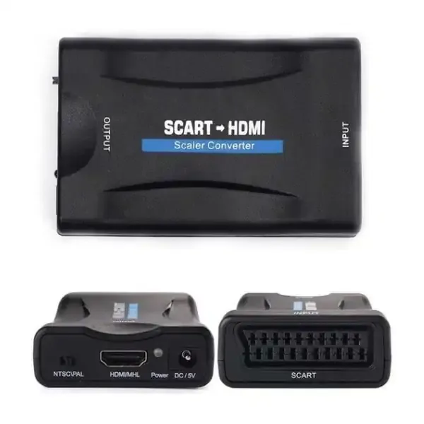 SCART til HDMI Konverter  -  Med Strømforsyning