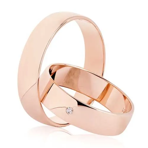 BARTOLI Classic vielsesringe i Rosaguld med Diamant 0,01 ct. - 5 mm