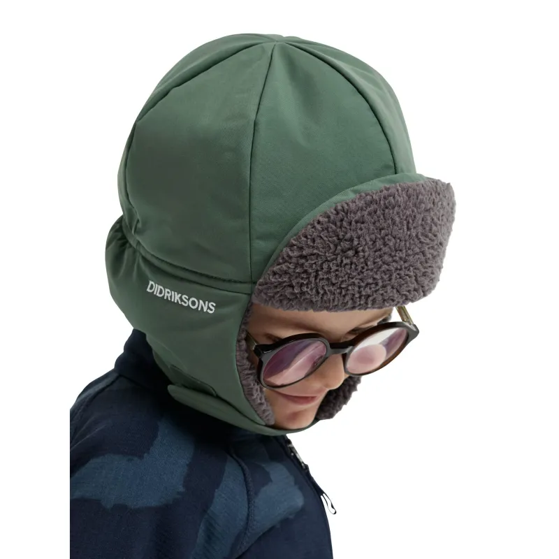 Didriksons Biggles cap 7, hue, børn, mørkegrøn