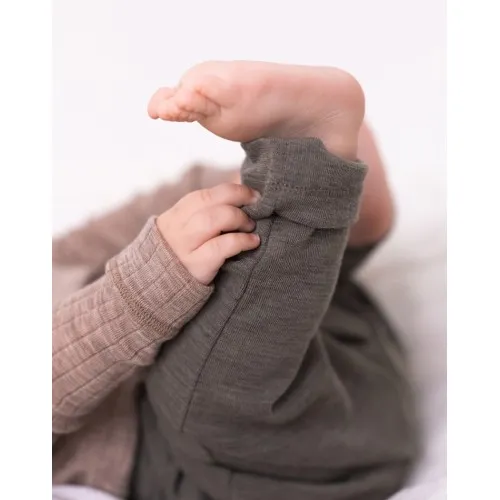 Bukser Med Snor I Taljen I 100% Merino Uld Til Baby Light Brown Melange 62