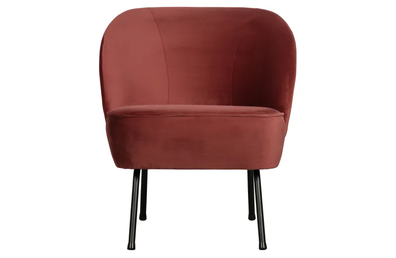 WOOOD Vogue lænestol - kastanjefarvet fløjl polyester og sort metal