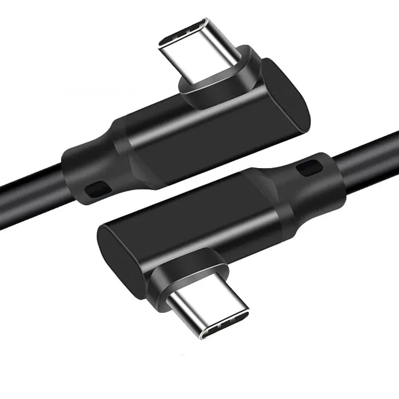 Vinklet USB-C til USB-C 3.2 Kabel. 20 Gbps, 4K, 60Hz, 240W. 20 cm.