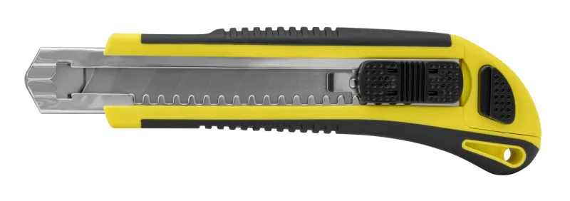 Kniv med Non-Slip gummigreb, 18 mm knivblad, Automatisk lås og magasin med 2 ekstra knivblade