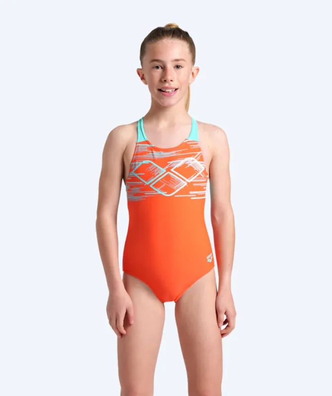 Arena badedragt til piger - Pastime - Orange/lyseblå
