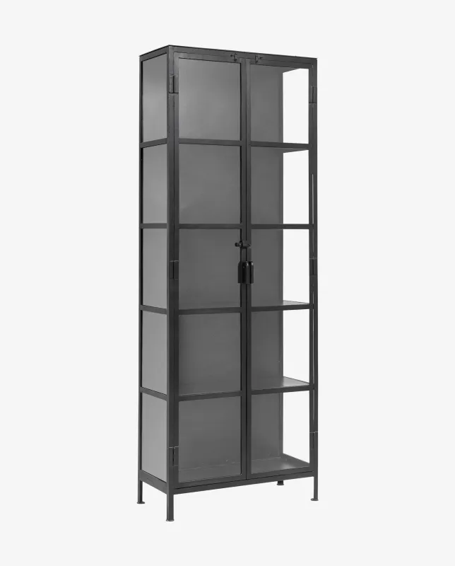 Nordal - PHOENIX skab i jern med 2 låger  -  sort  -  B80 × D35 × H214 cm
