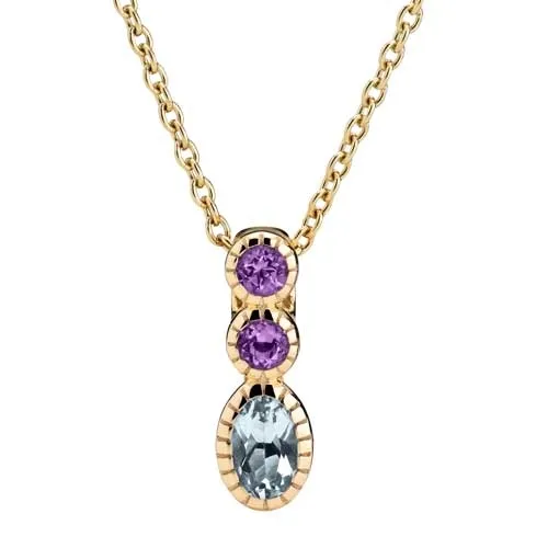 Collier i 8 kt. Guld med Ametyst og Topaz - 45 og 48 cm