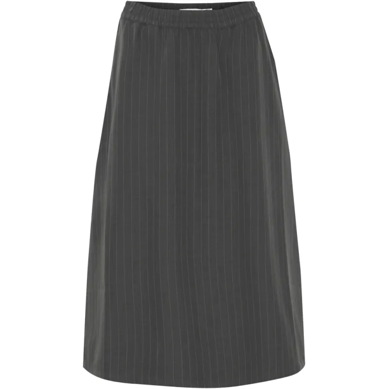B.YOUNG dame nederdel BYMIDDE - Dark Grey Mel. Pinstripe Mix