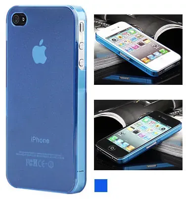 iPhone 4 & 4S cover i mat gennemsigtig plastik. Blå.