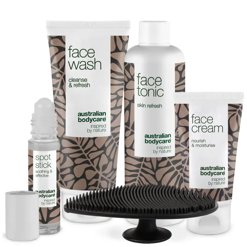 Ansigtspakke med face scrubber â 5-pak til daglig rens af uren hud med bumser