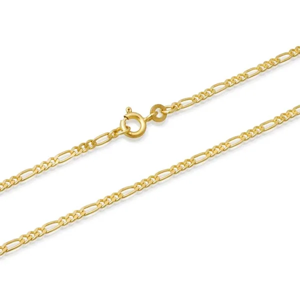 Forgyldt Figarokæde i Sølv - 1,4 mm og 45 cm