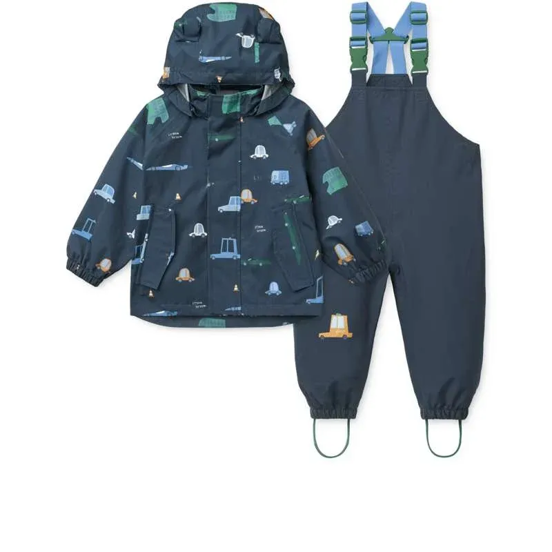 Liewood Manu Regntøjssæt - Cars/Classic Navy
