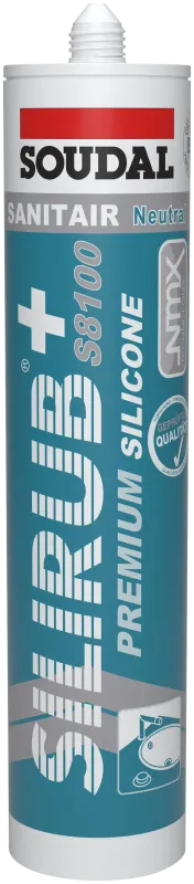 Silirub+ S8100 sanitetssilikone 300 ml mellemgrå