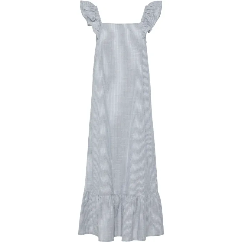PIECES dame kjole PCAPIA - Nautical Blue Stripes Bright white